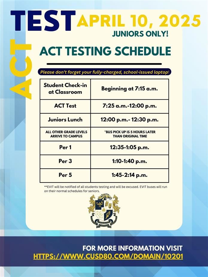ACT Testing  Schedule